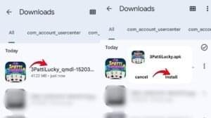 Teen Patti Lucky APK file Select Install