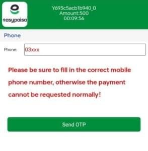 Enter your Easypaisa-registered mobile number