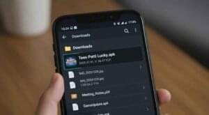 Step 3 tutorial showing how to open File Manager and locate the downloaded APK file inside the Downloads folder for installation
